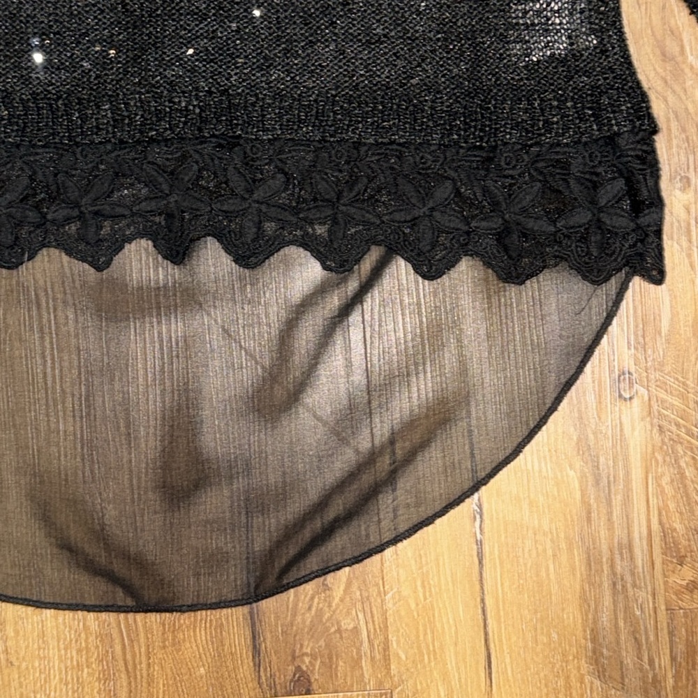 Katsumi Anthropologie Black Shimmer Sequin Sweater w/Keyhole Back (Size: M) - Picture 7 of 10